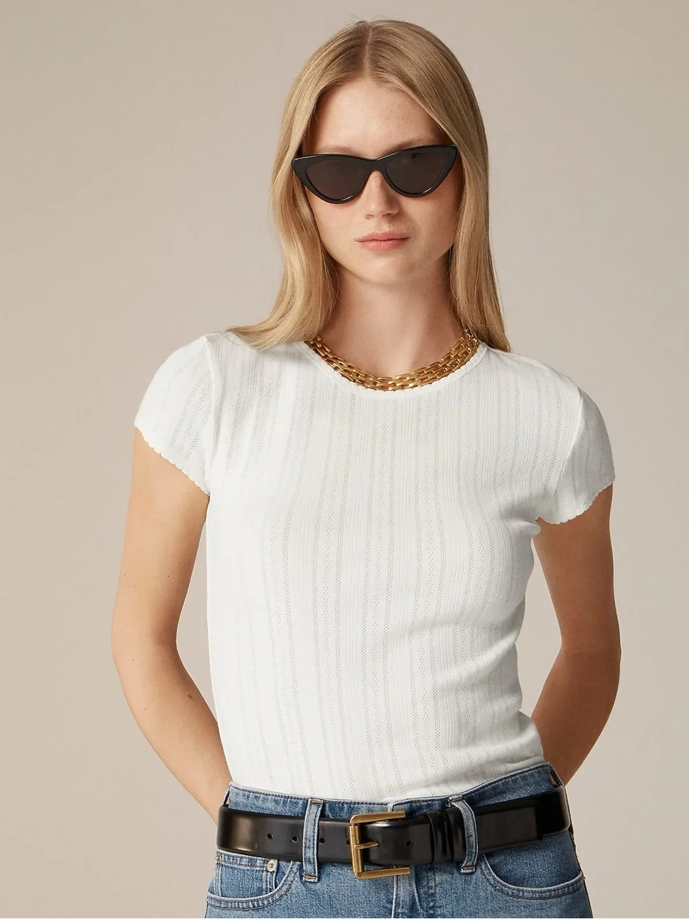 J. Crew Pointelle short-sleeve T-shirt